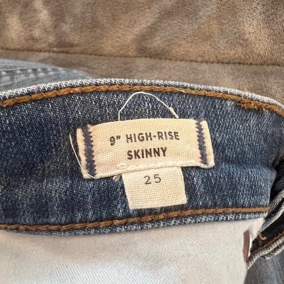 Madewell 9" High-Rise Skinny Jeans Size 25 Distressed Raw Hem - Picture 5 of 16